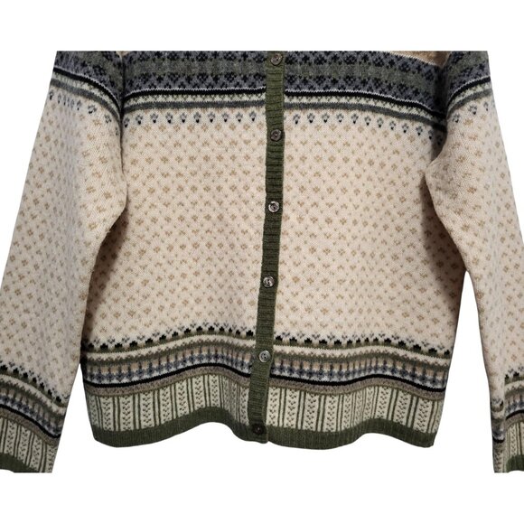 Vintage Fair Isle Lambswool Cardigan Nordic Knit Sweater - Picture 5 of 11